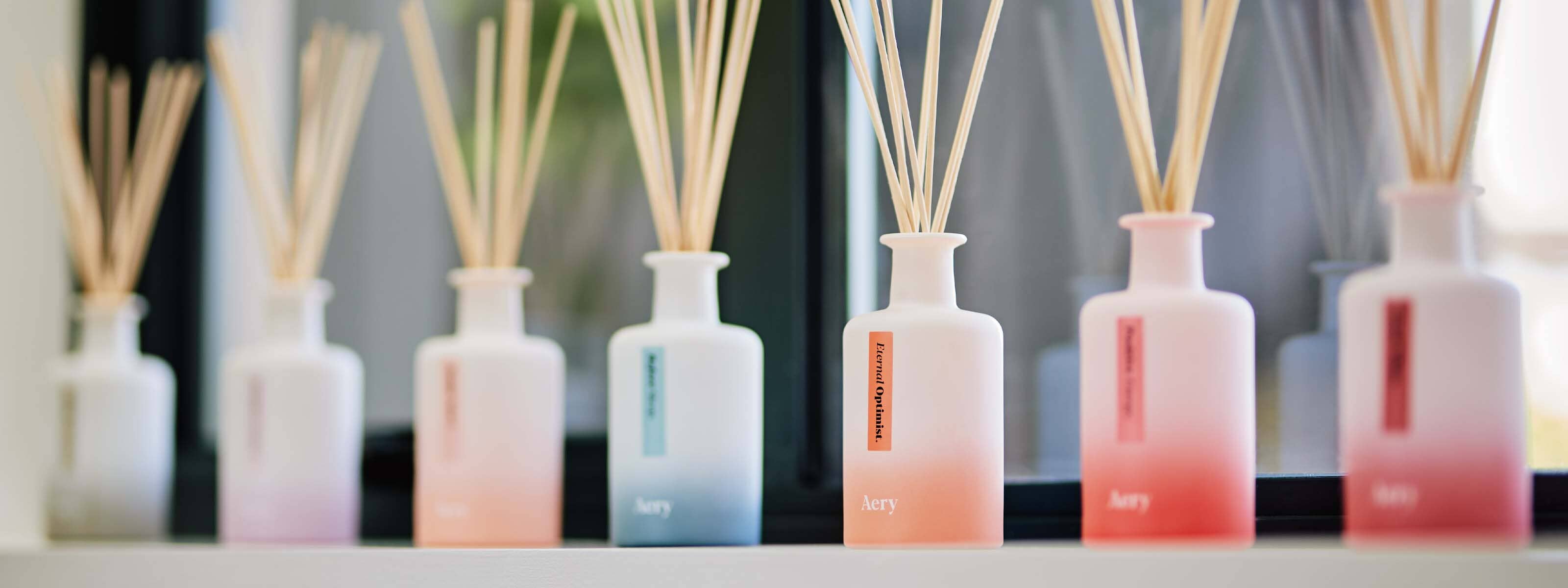 Aromatherapy diffuser collection sat in a row