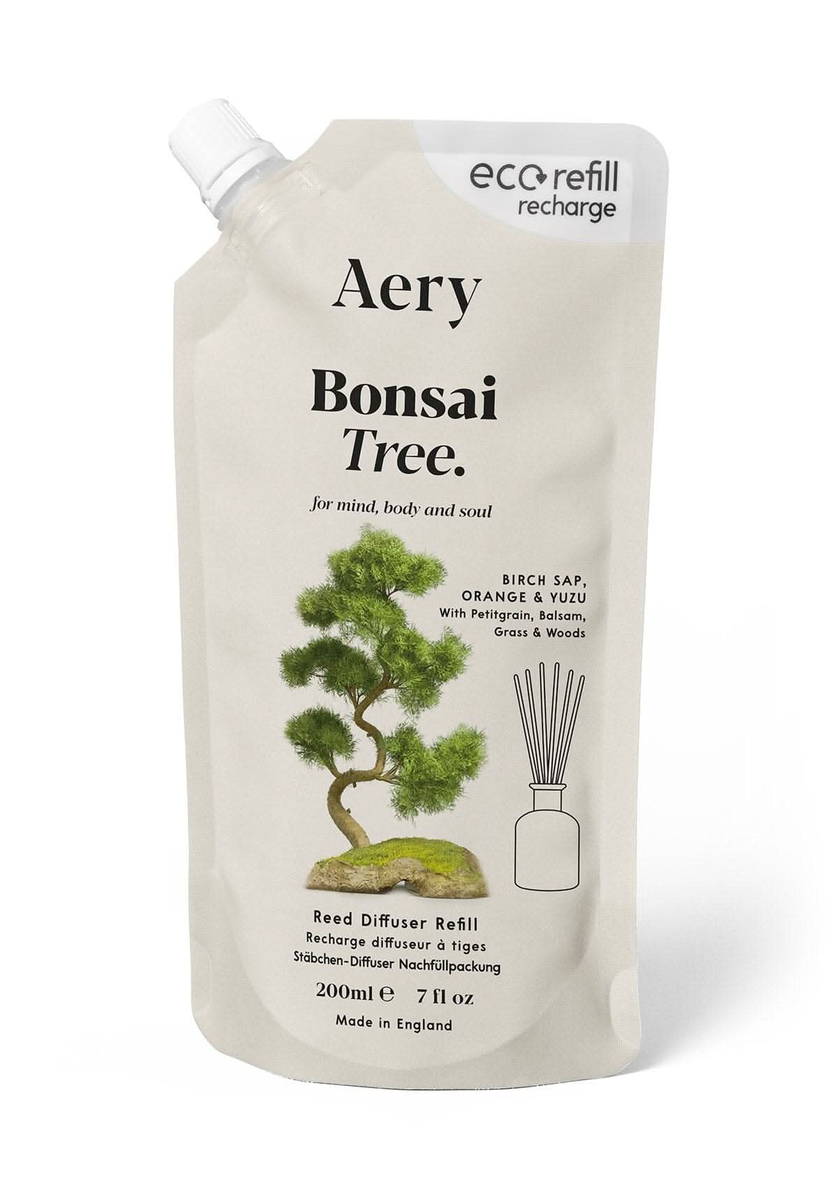 Bonsai treee redd diffuser refill pouch by aery displayed on white background
